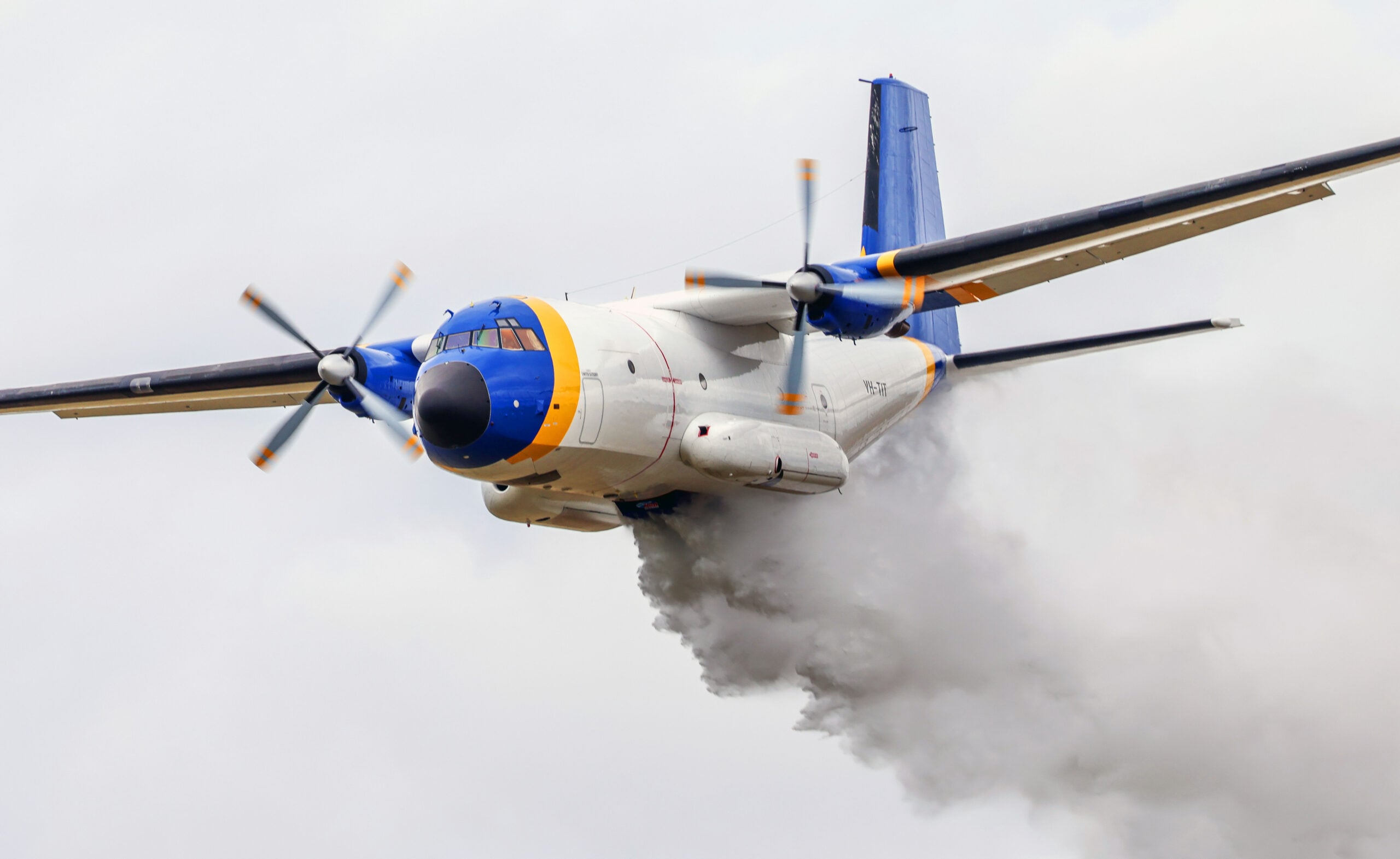 John McDermott, Founder and President of Transall Tankers, in front of one of the Transall C-160s