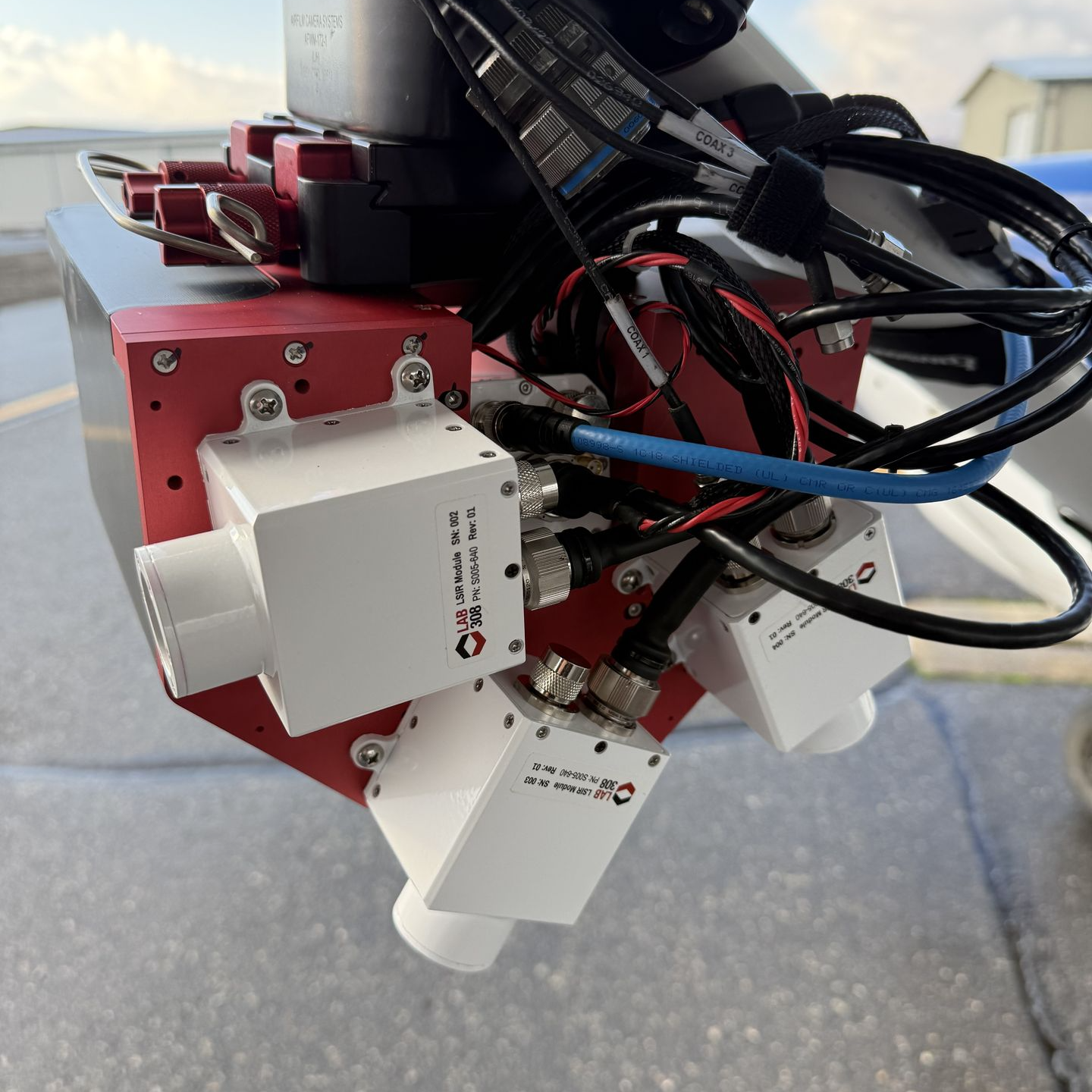Lab 308 aviation camera hardware mounted with aircraft equipment